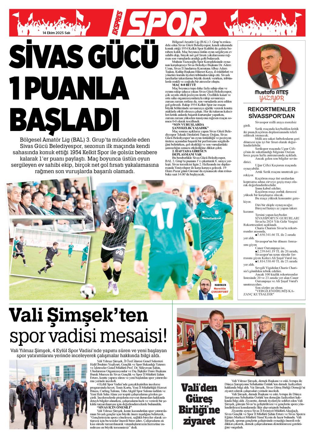 14 Ekim tarihli gazetemiz 2