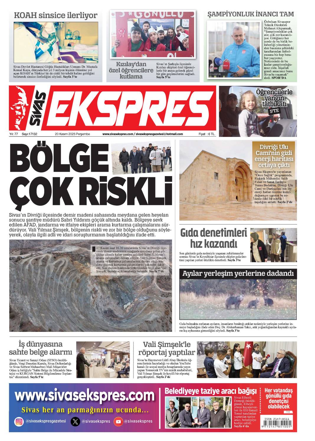 20 Kasım Tarihli Gazetemiz 1