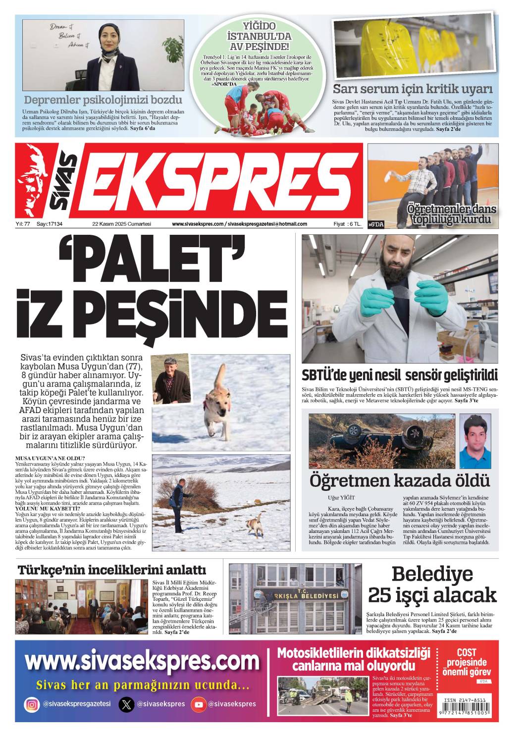 22 Kasım tarihli gazetemiz 1