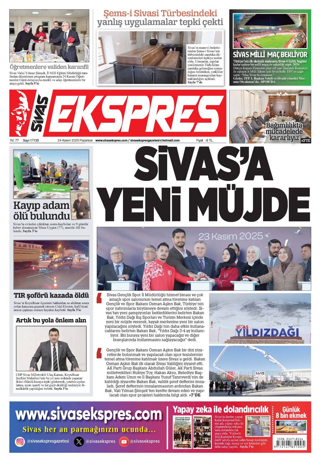 24 Kasım tarihli gazetemiz 2