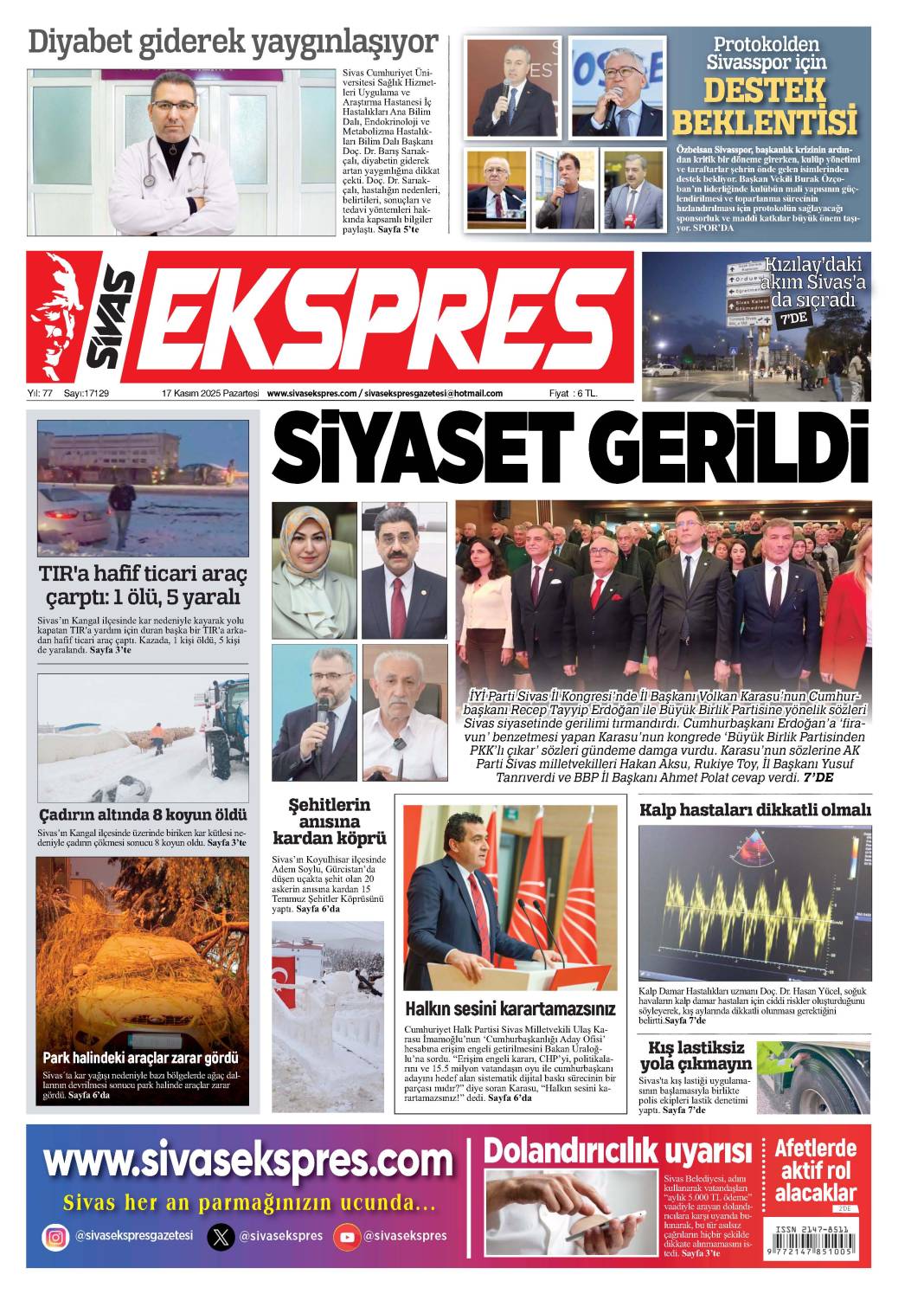 17 Kasım 2025 tarihli gazetemiz 1