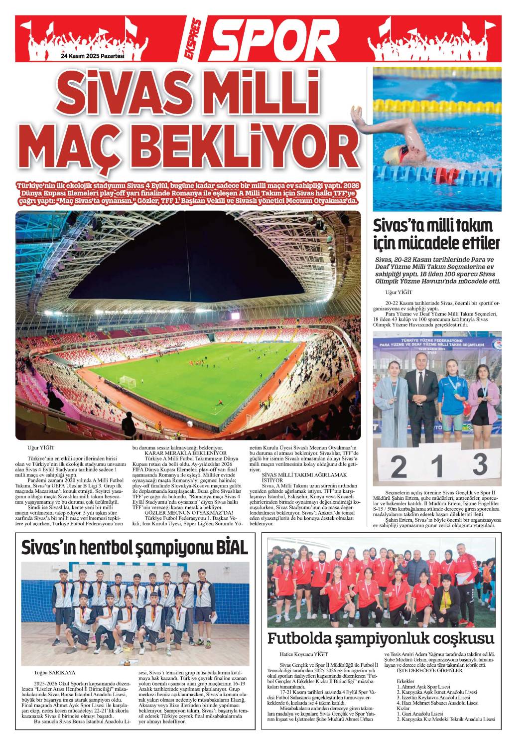 24 Kasım tarihli gazetemiz 1