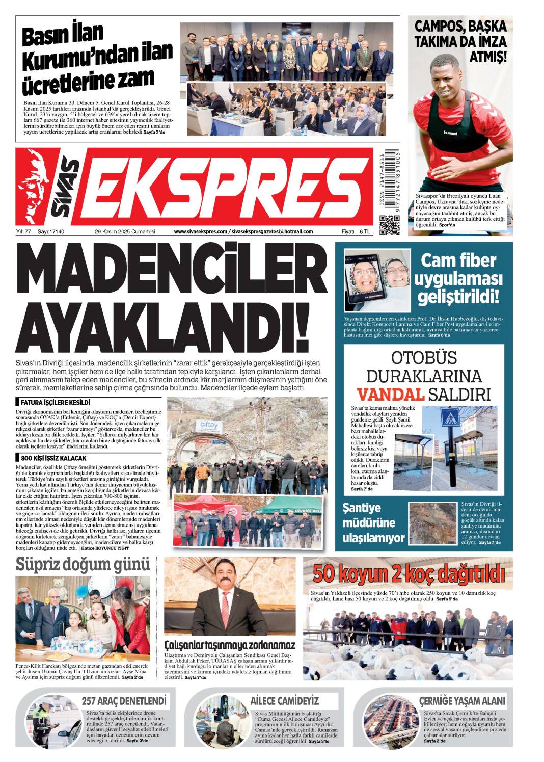 29 Kasım tarihli gazetemiz 1