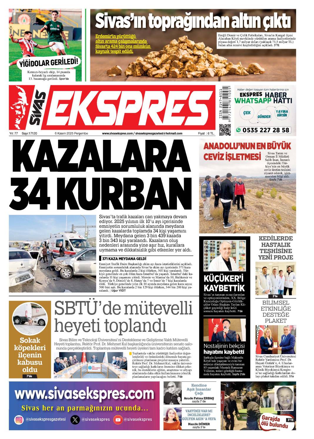 6 Kasım tarihli gazetemiz 2