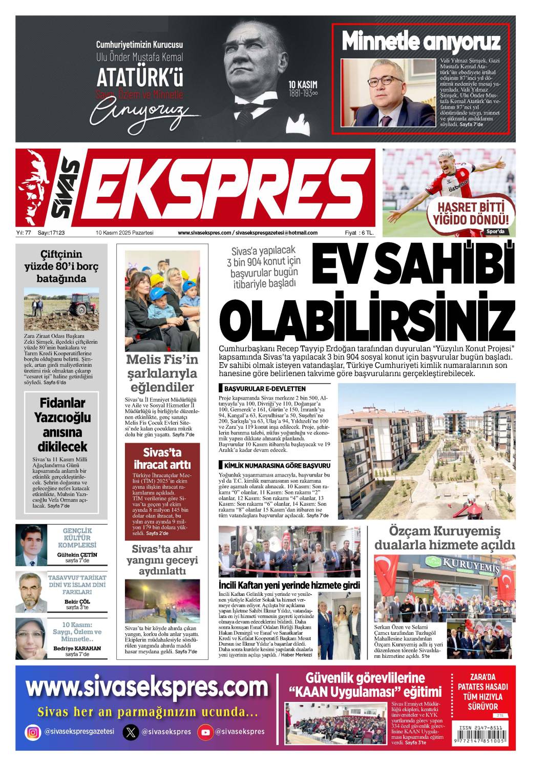 10 Kasım 2025 tarihli gazetemiz 1