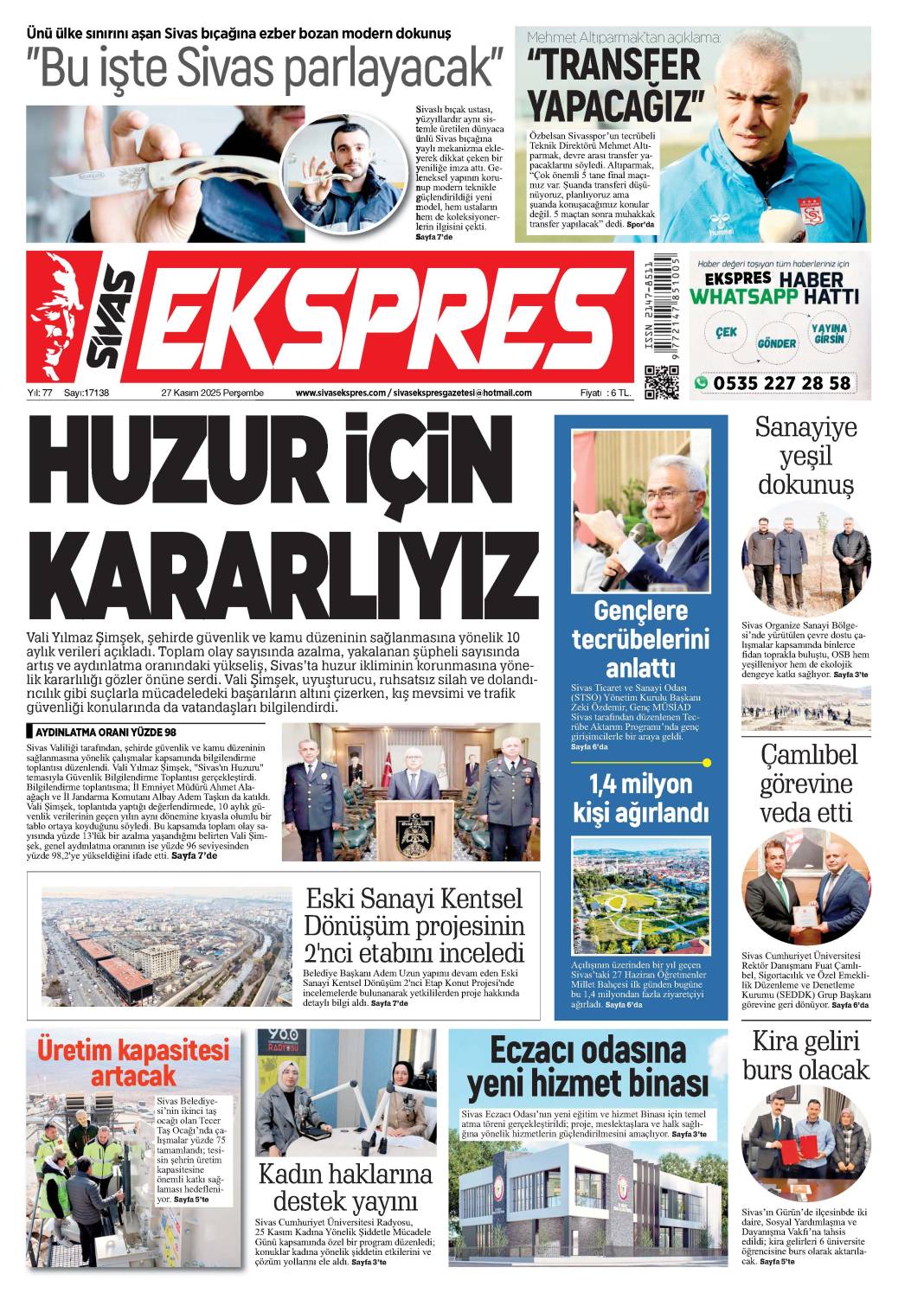 27 Kasım tarihli gazetemiz 1