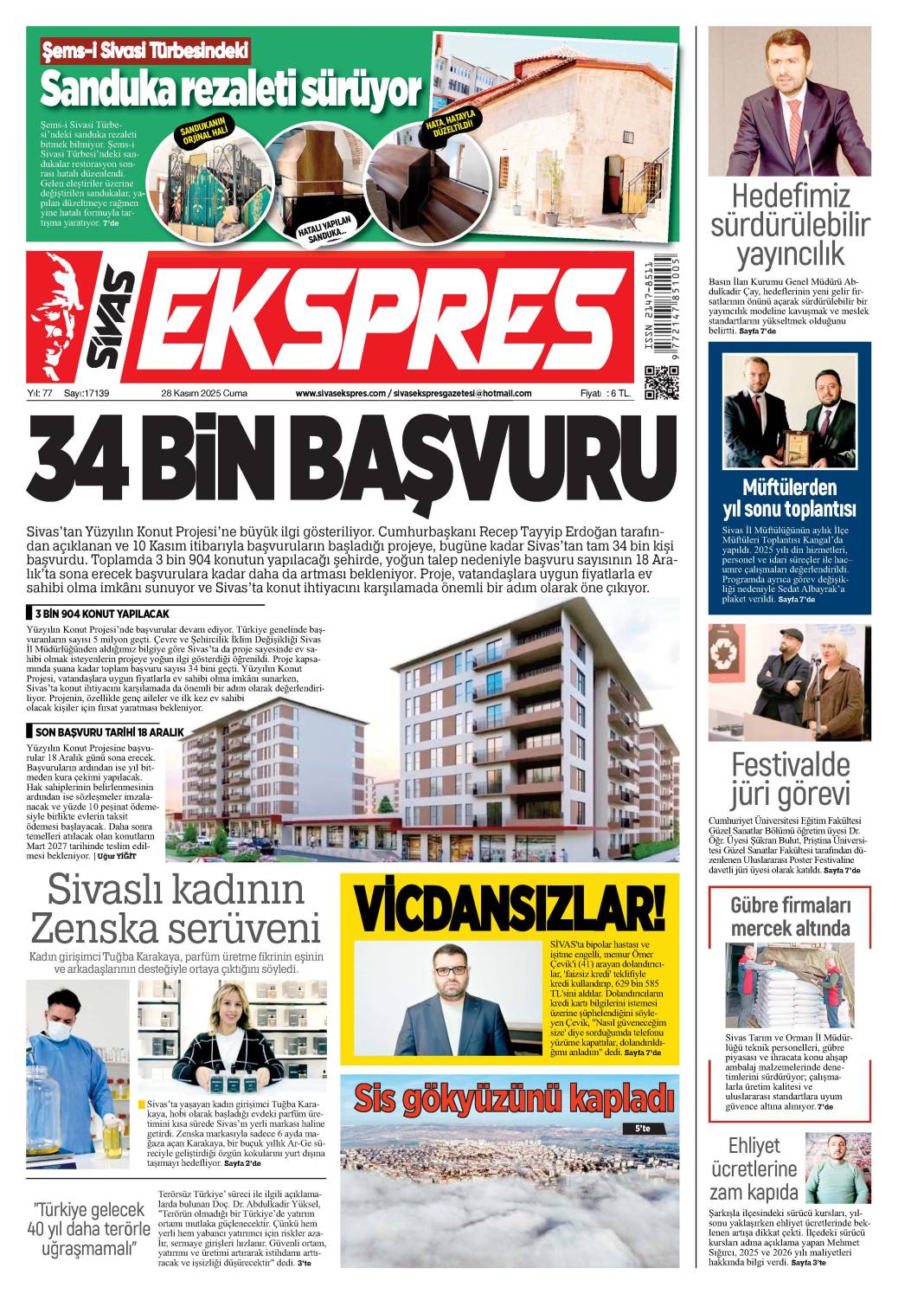28 Kasım tarihli gazetemiz 1