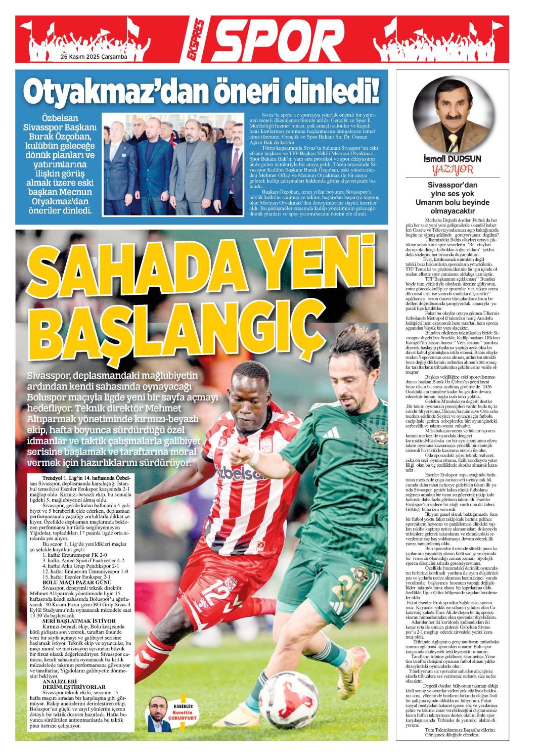 26 Kasım tarihli gazetemiz 1