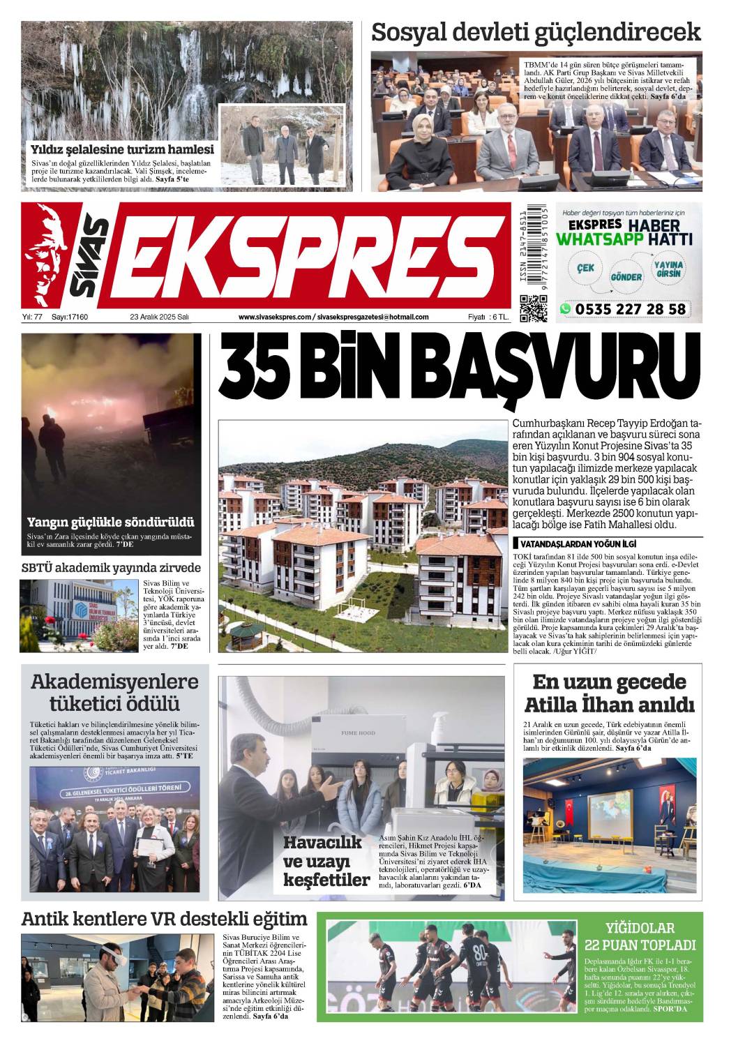 23 Aralık tarihli gazetemiz 2