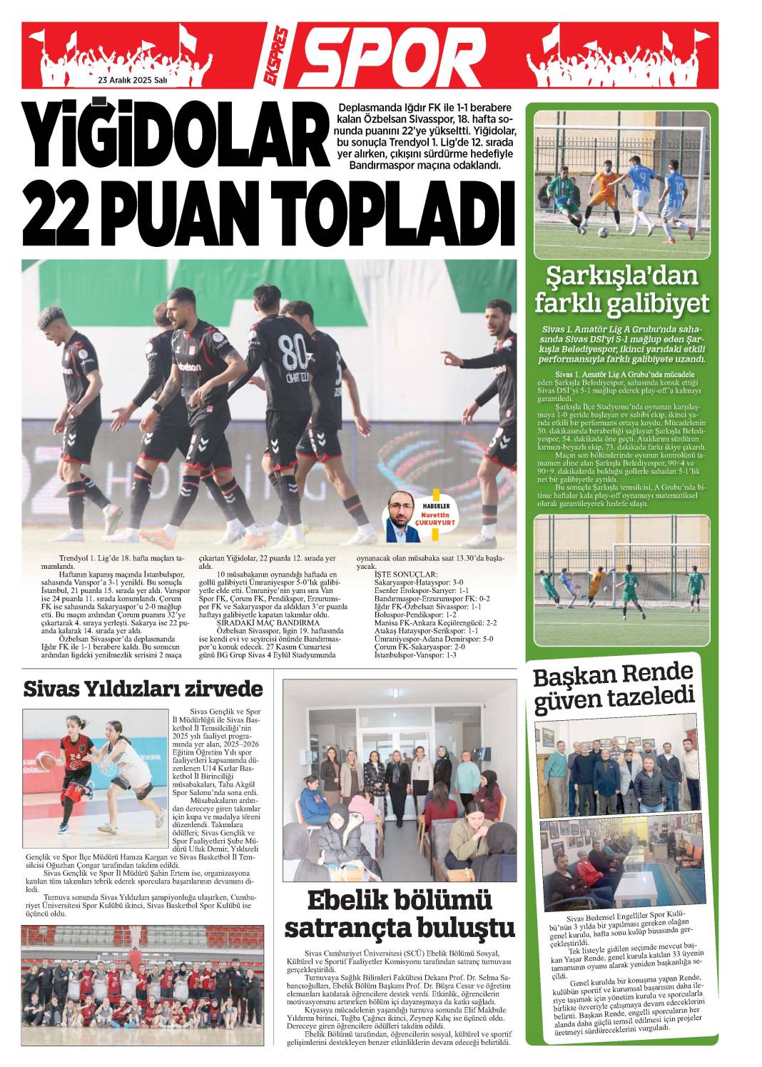 23 Aralık tarihli gazetemiz 1
