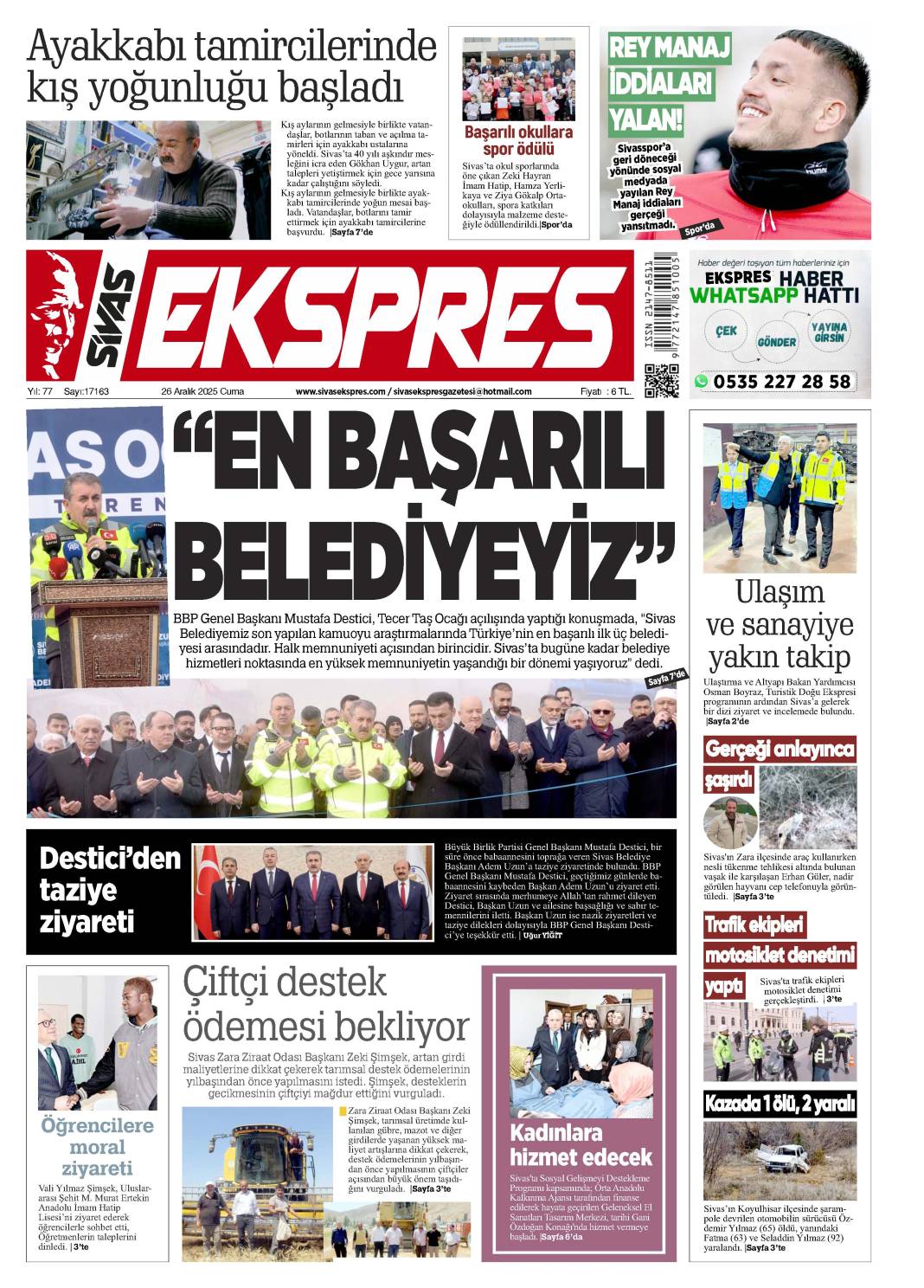26 Aralık tarihli gazetemiz 2