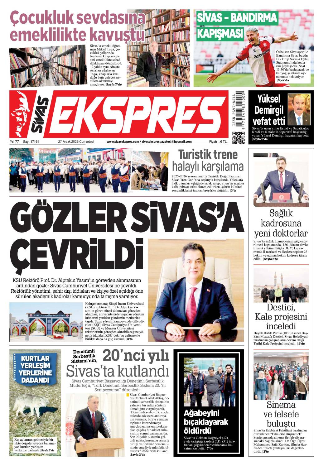 27 Aralık tarihli gazetemiz 2