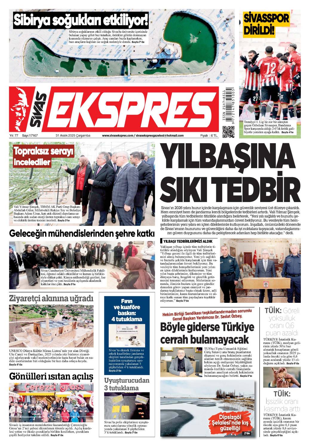 31 Aralık tarihli gazetemiz 1