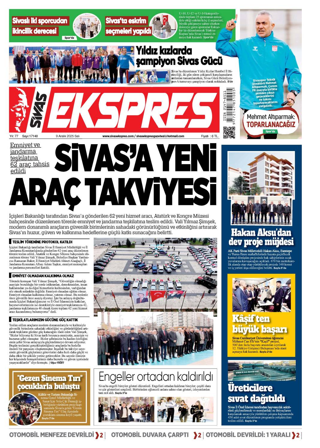 9 Aralık tarihli gazetemiz 2