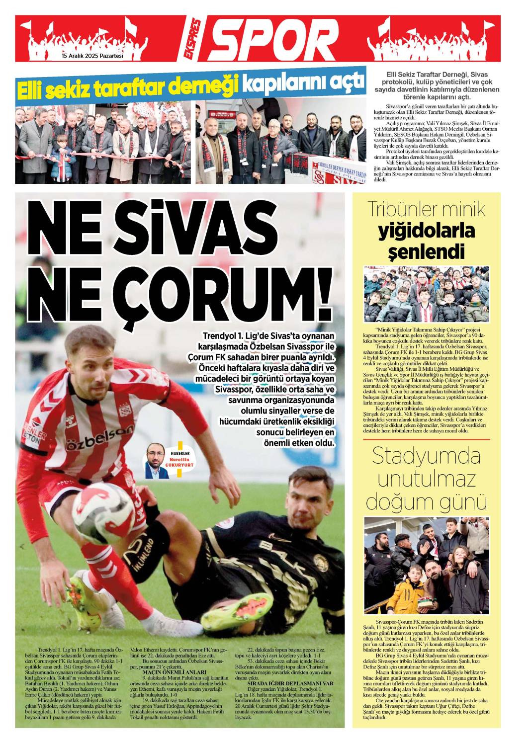 15 Aralık tarihli gazetemiz 1