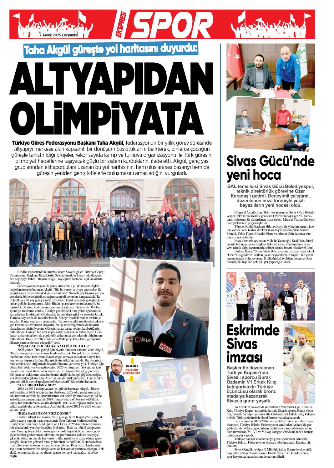 17  Aralık tarihli gazetemiz 2