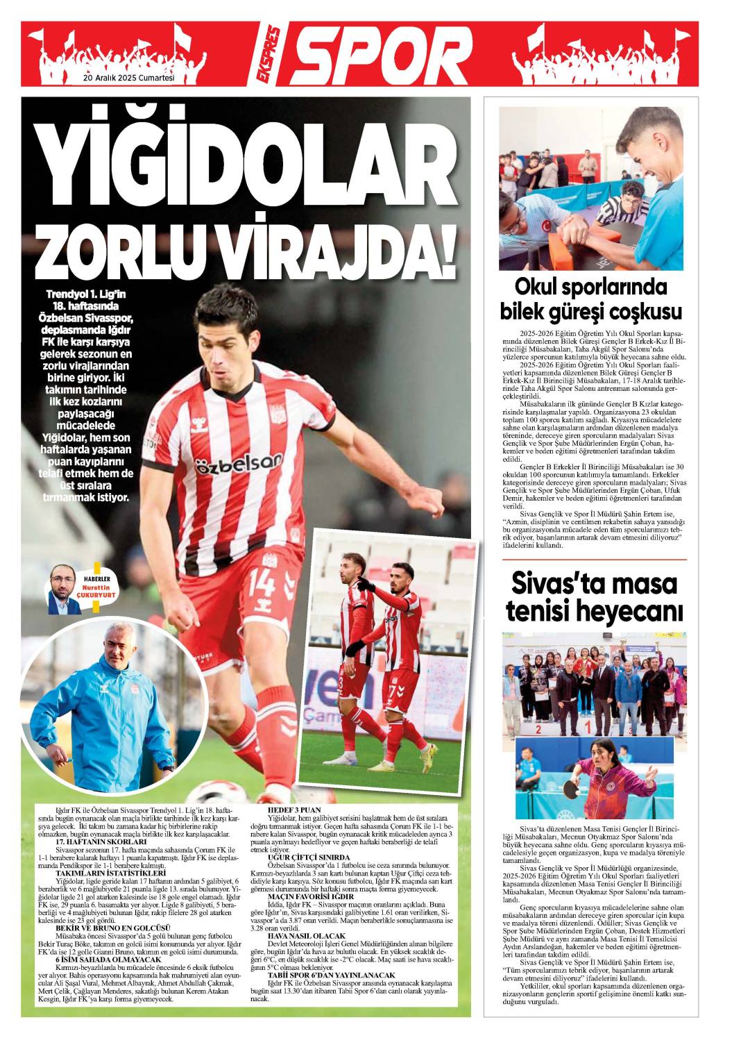 20 Aralık tarihli gazetemiz 2