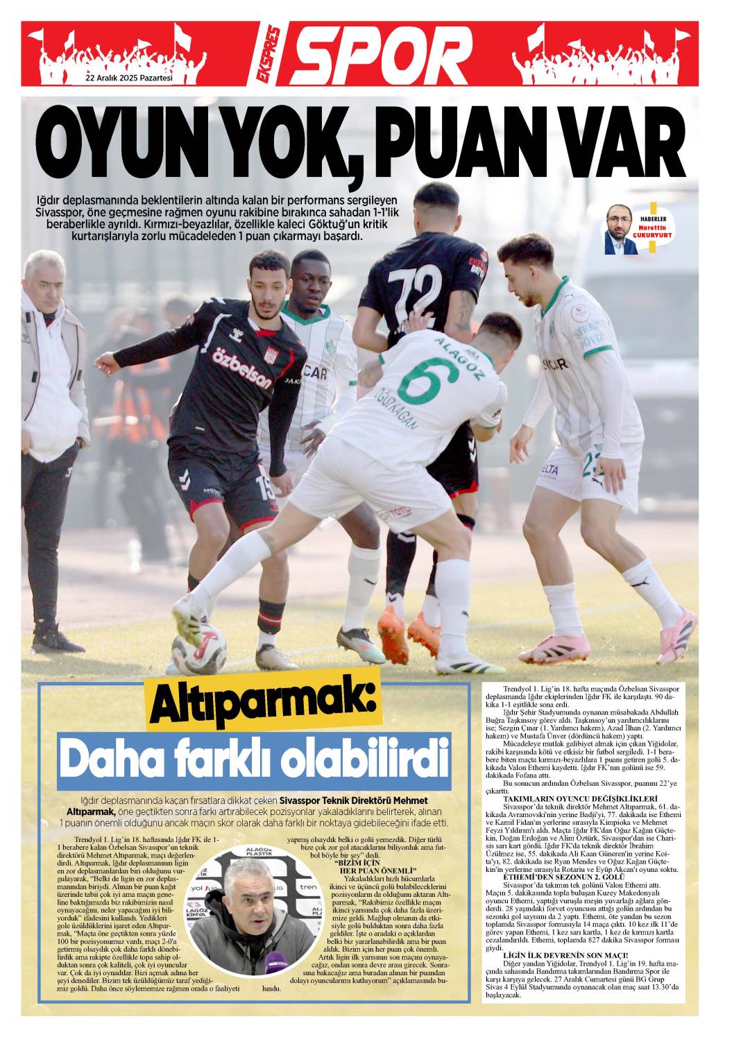 22 Aralık tarihli gazetemiz 2