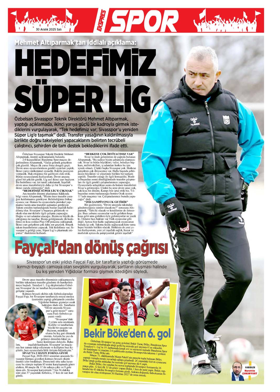 30 Aralık tarihli gazetemiz 2