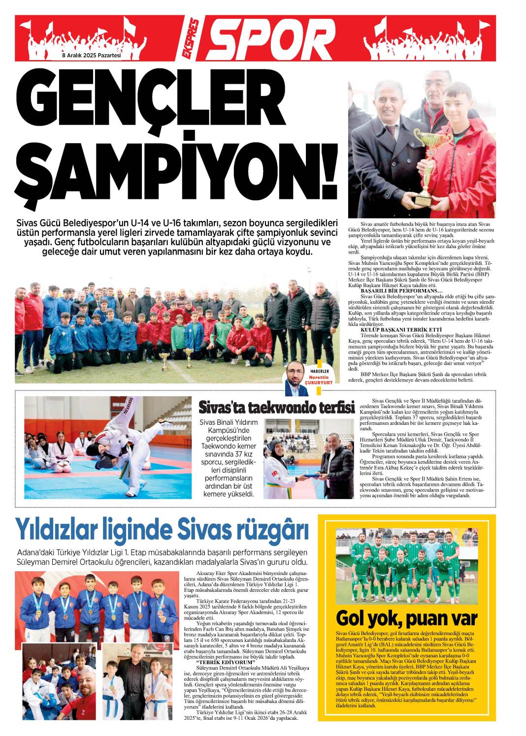 8 Aralık tarihli gazetemiz 1