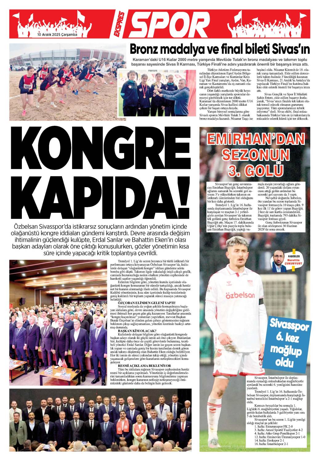 10 Aralık tarihli gazetemiz 2
