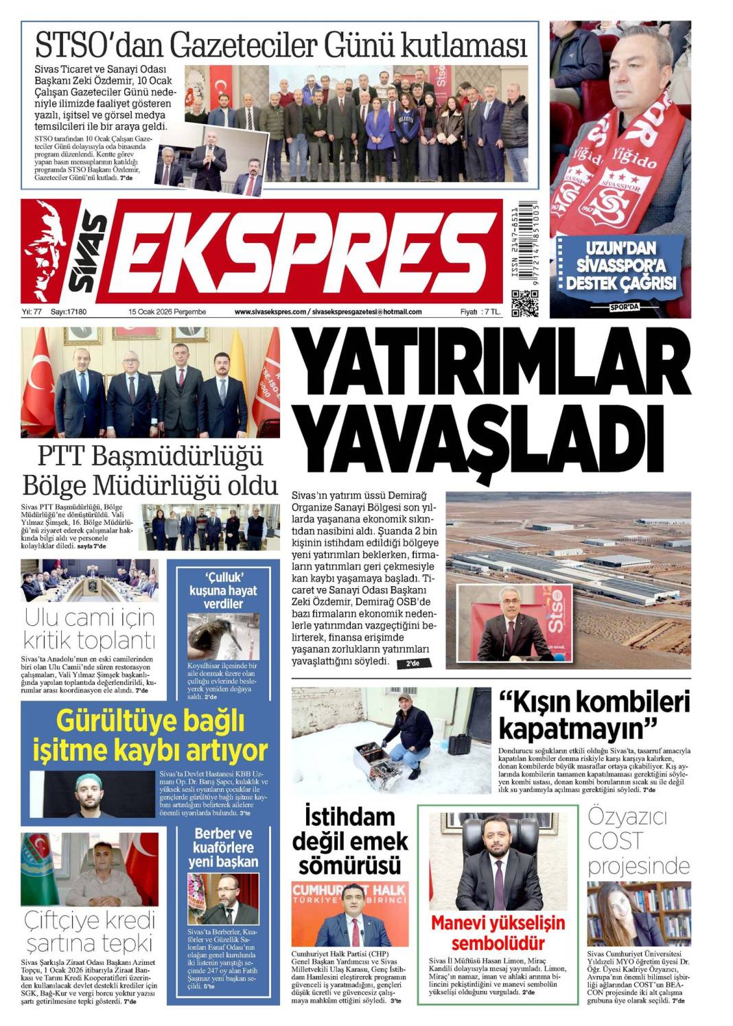 15 Ocak tarihli gazetemiz 2