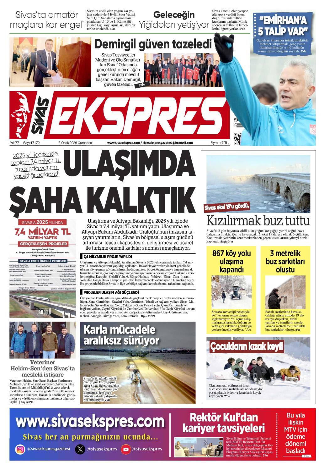 3 Ocak tarihli gazetemiz 1