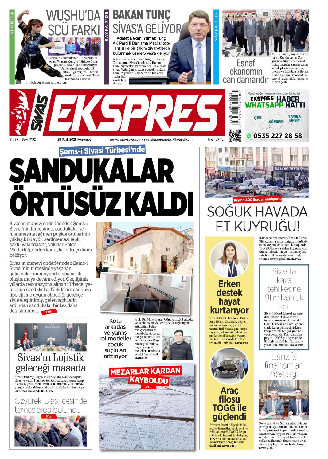 29 Ocak tarihli gazetemiz 2