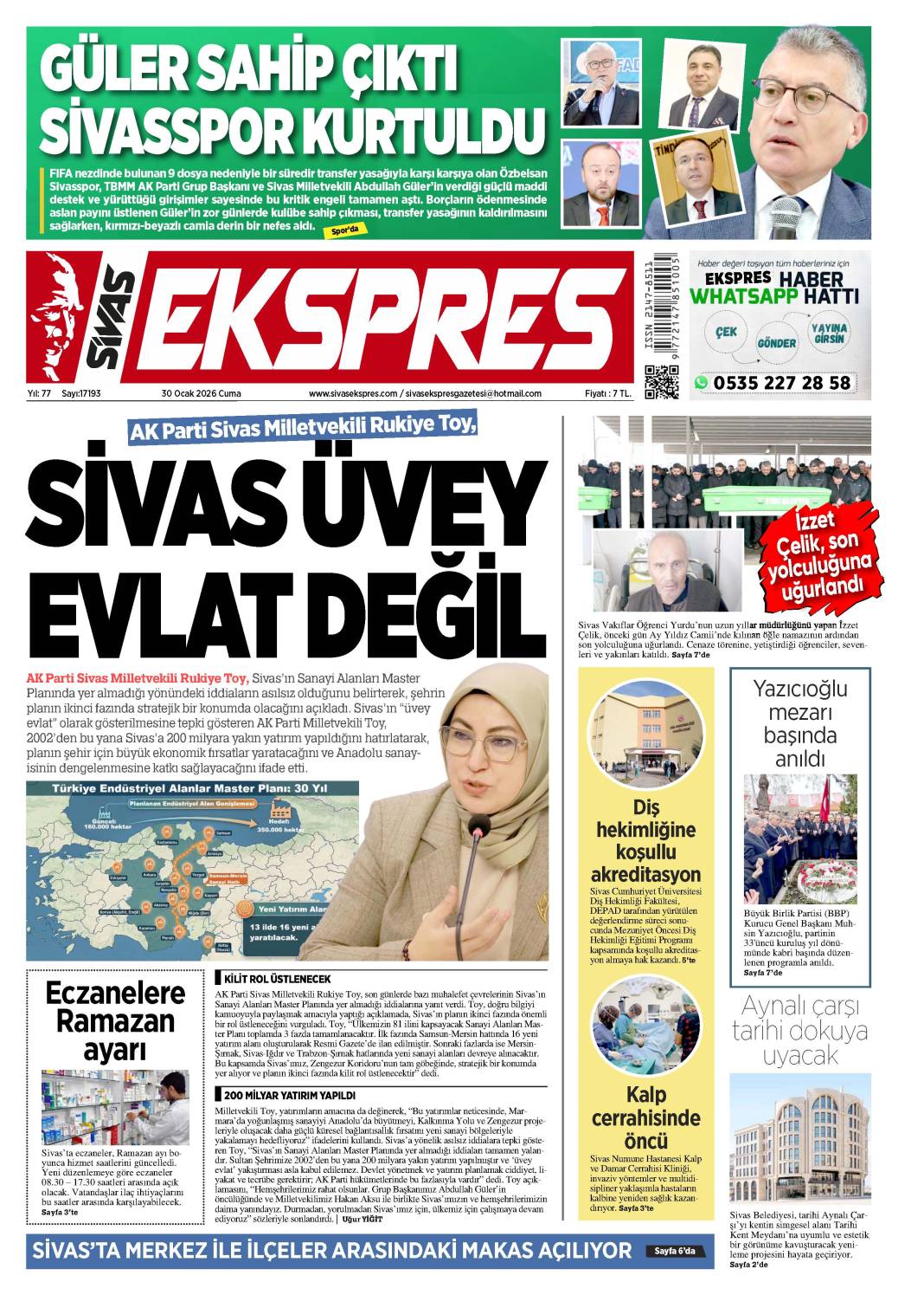 30 Ocak tarihli gazetemiz 2