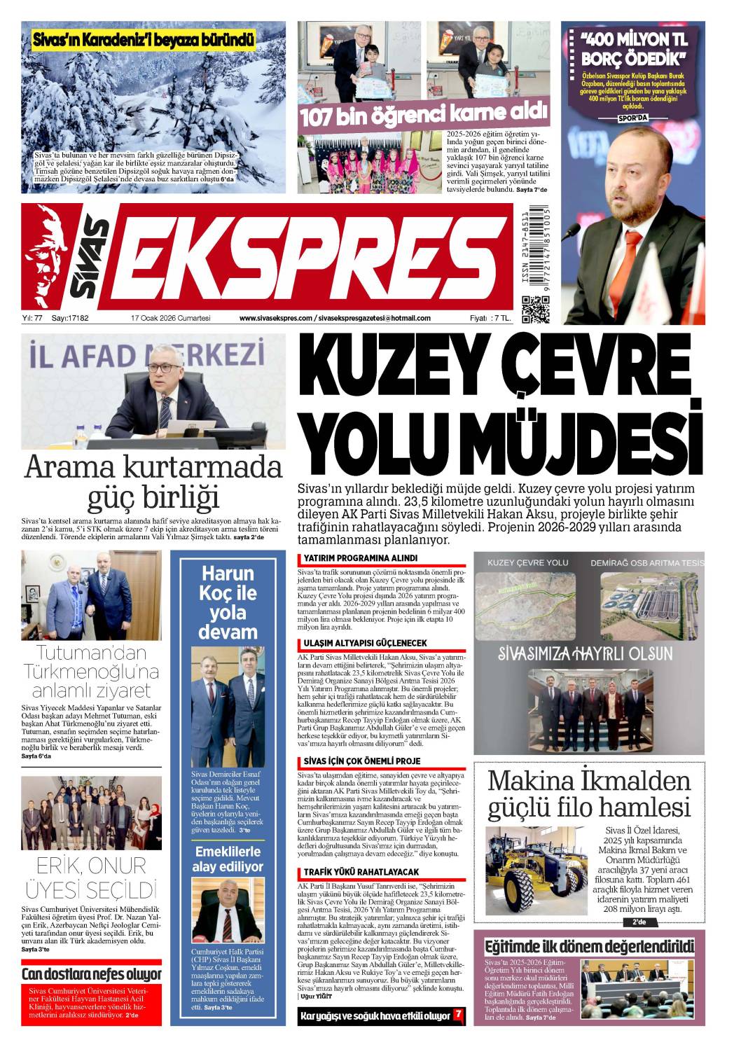 17 Ocak tarihli gazetemiz 1