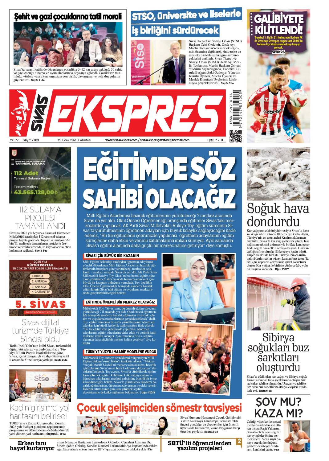 19 Ocak tarihli gazetemiz 1