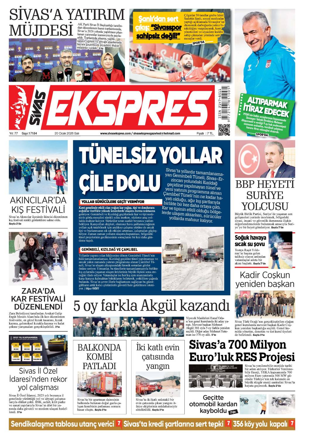 20 Ocak tarihli gazetemiz 2