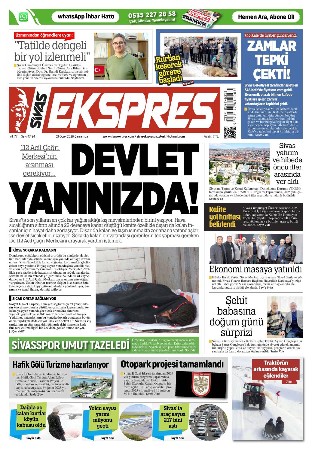 21 Ocak tarihli gazetemiz 1