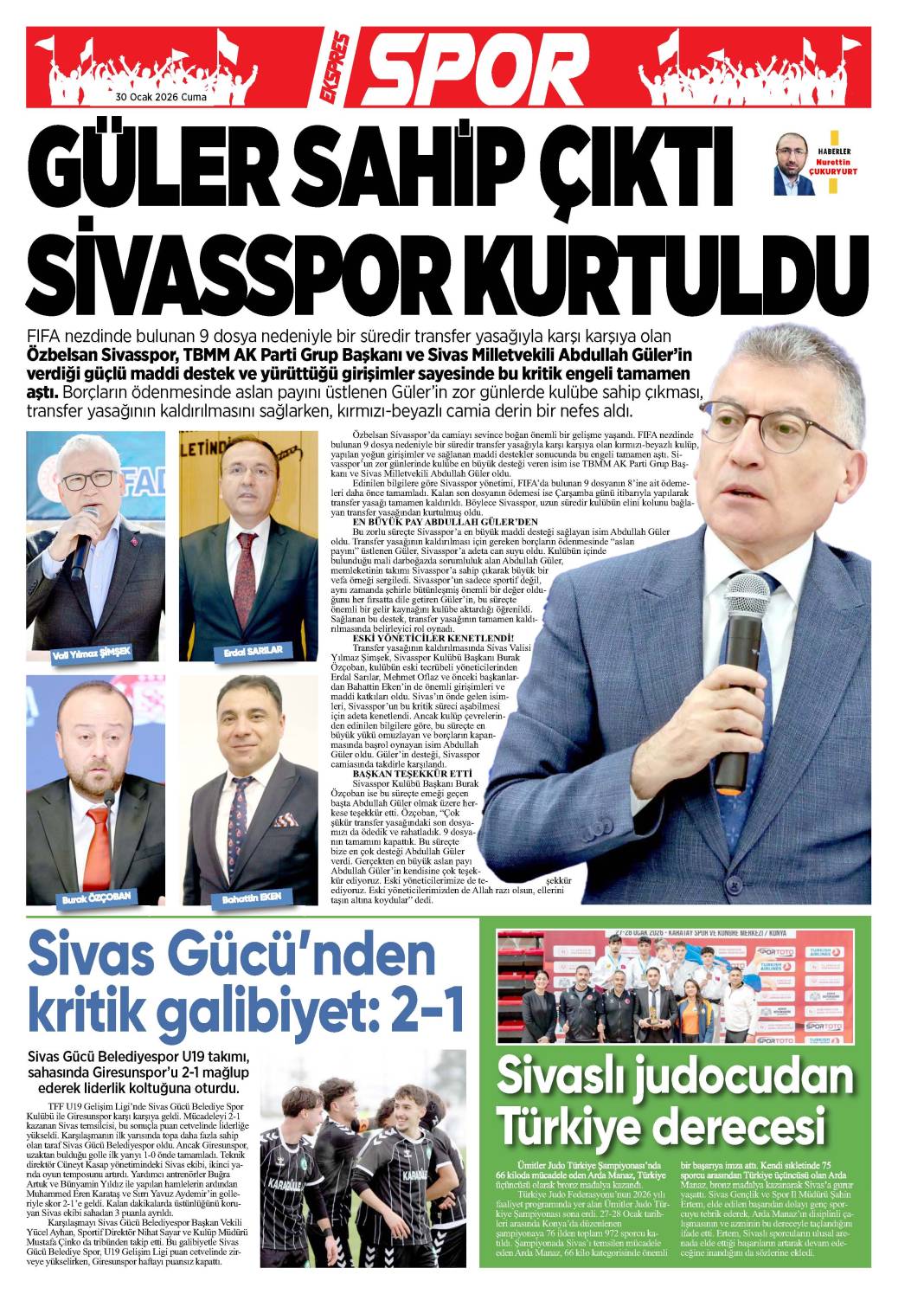 30 Ocak tarihli gazetemiz 1