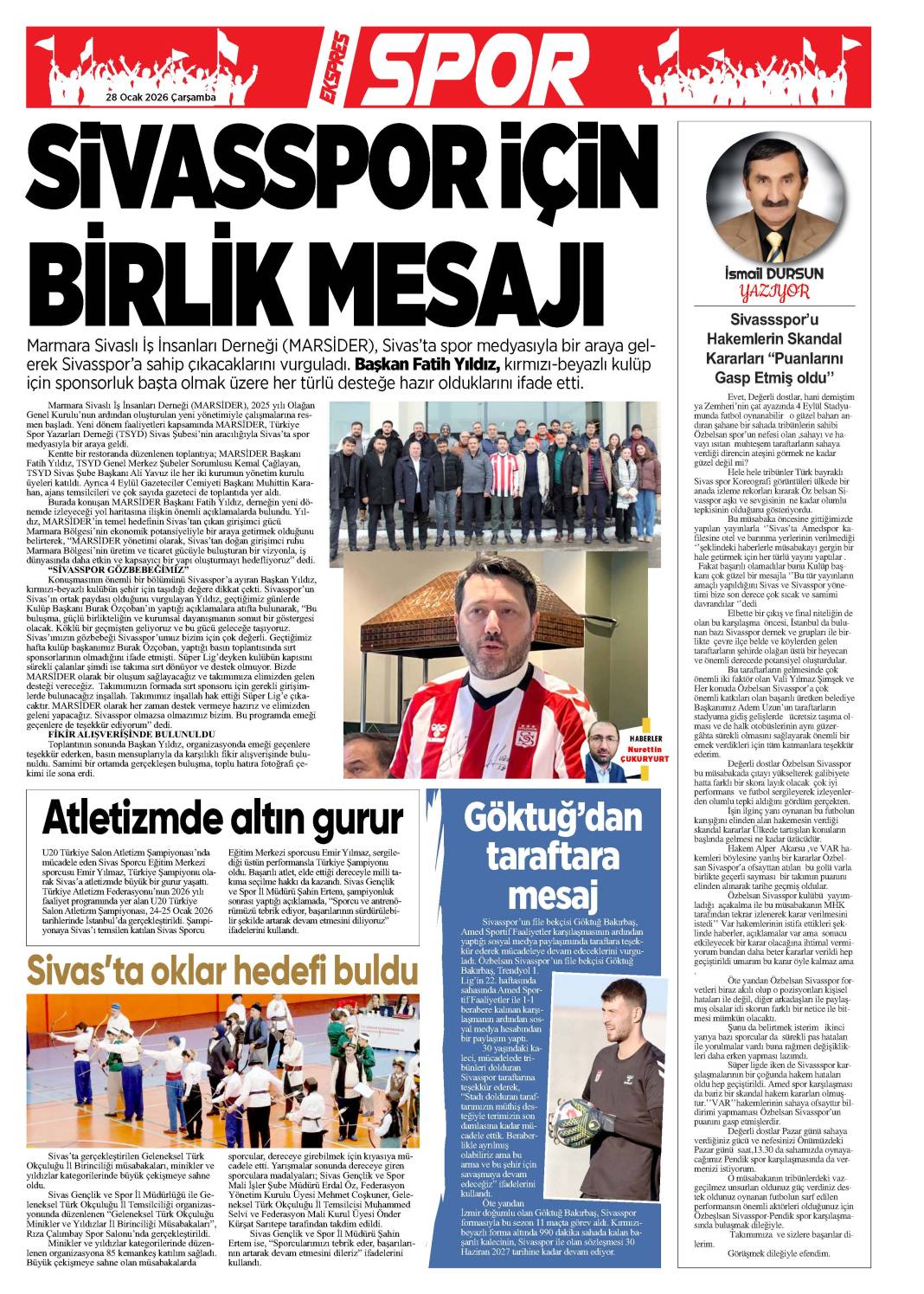 28 Ocak tarihli gazetemiz 1