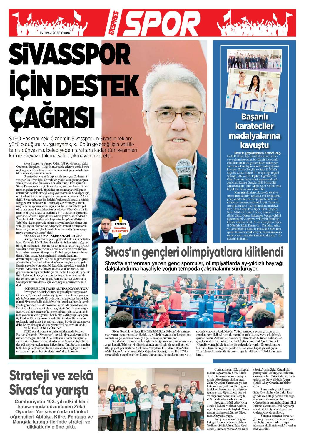 16 Ocak tarihli gazetemiz 1