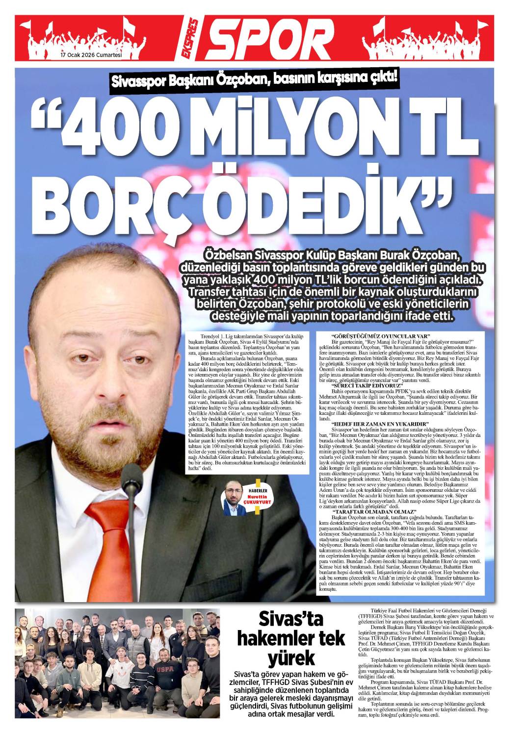 17 Ocak tarihli gazetemiz 2