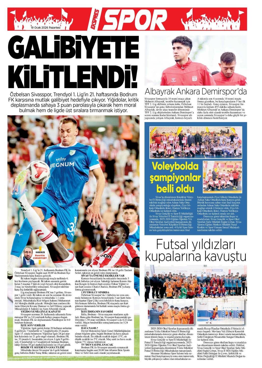 19 Ocak tarihli gazetemiz 2