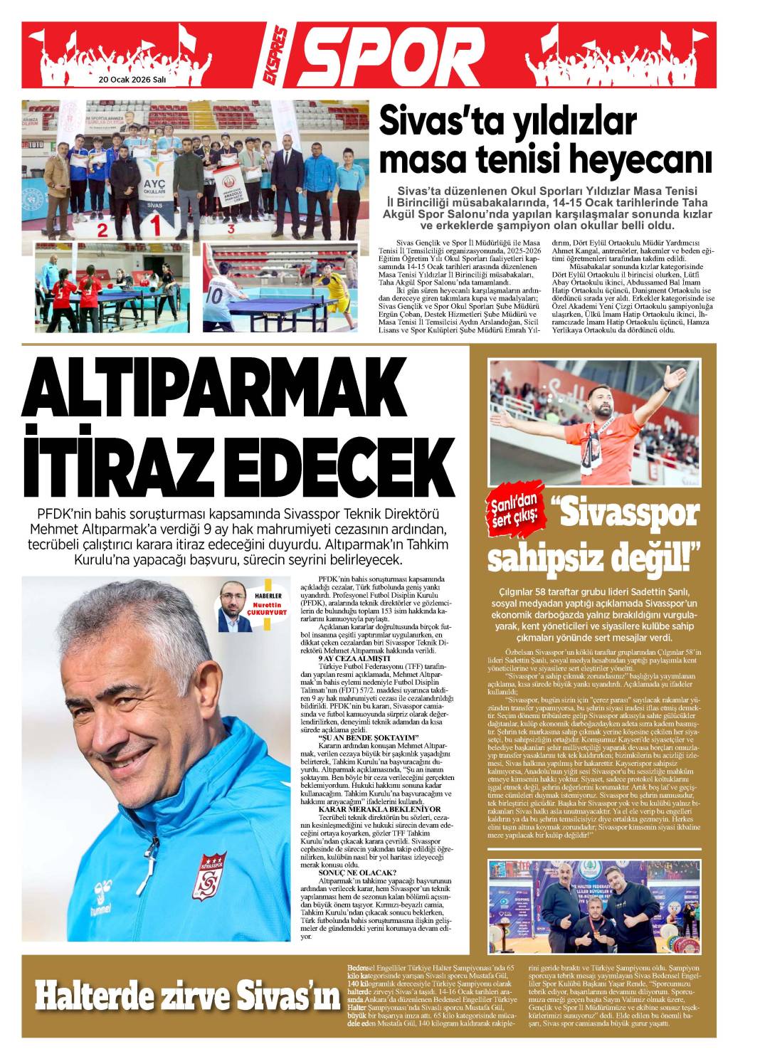 20 Ocak tarihli gazetemiz 1