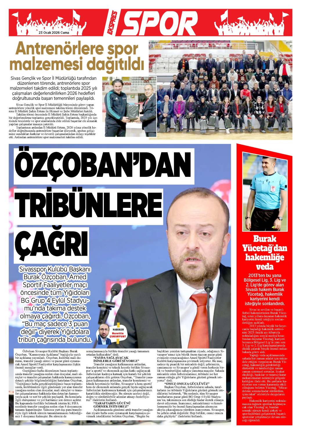 23 Ocak tarihli gazetemiz 1