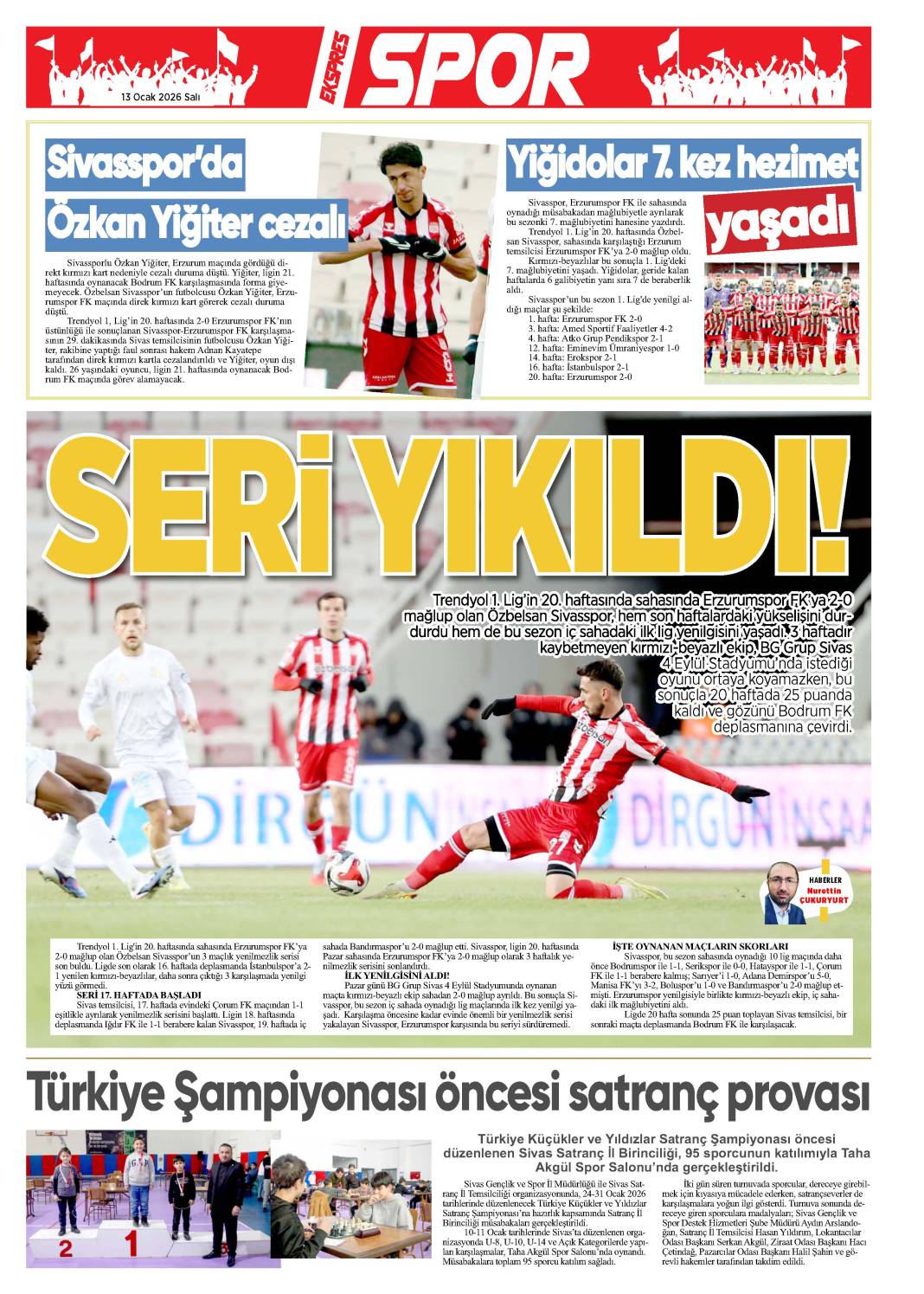 13 Ocak tarihli gazetemiz 1