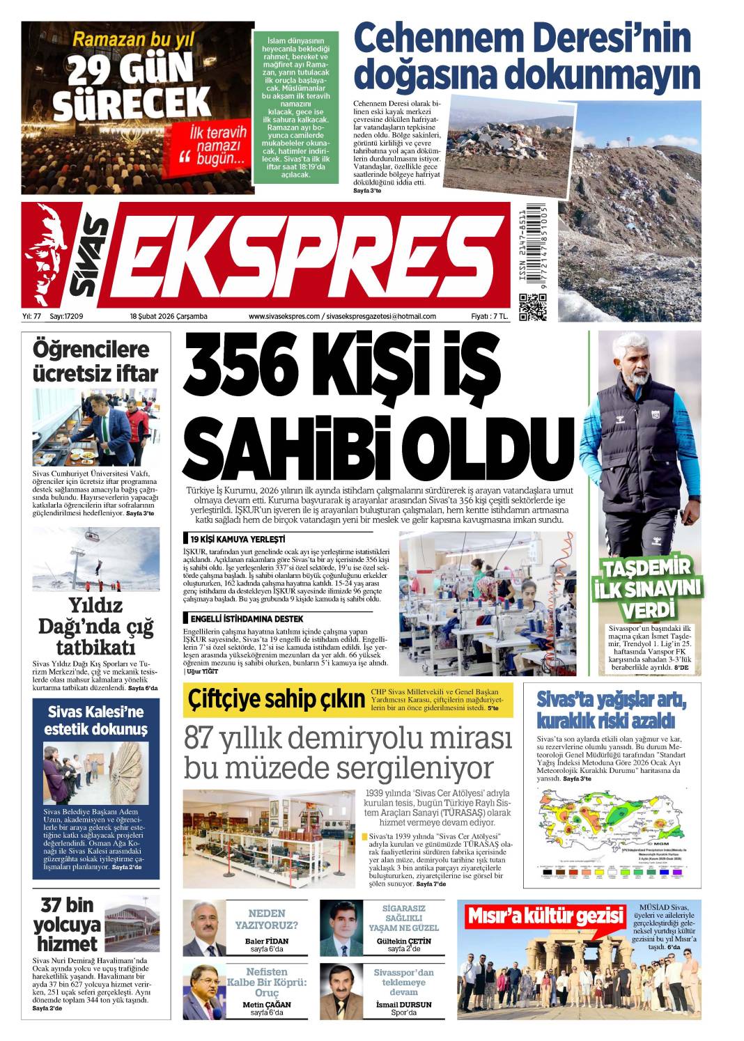 18 Şubat tarihli gazetemiz 2