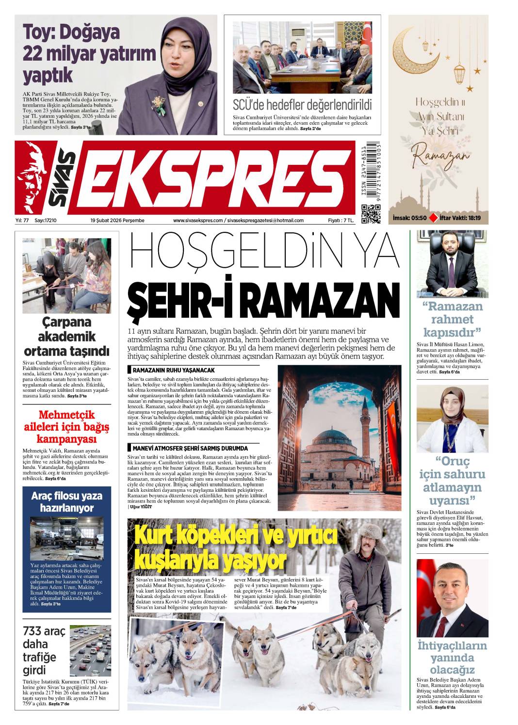 19 Şubat tarihli gazetemiz 1