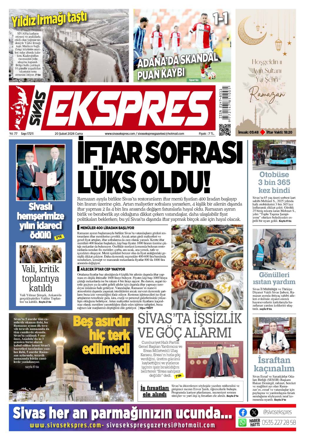 20 Şubat tarihli gazetemiz 1