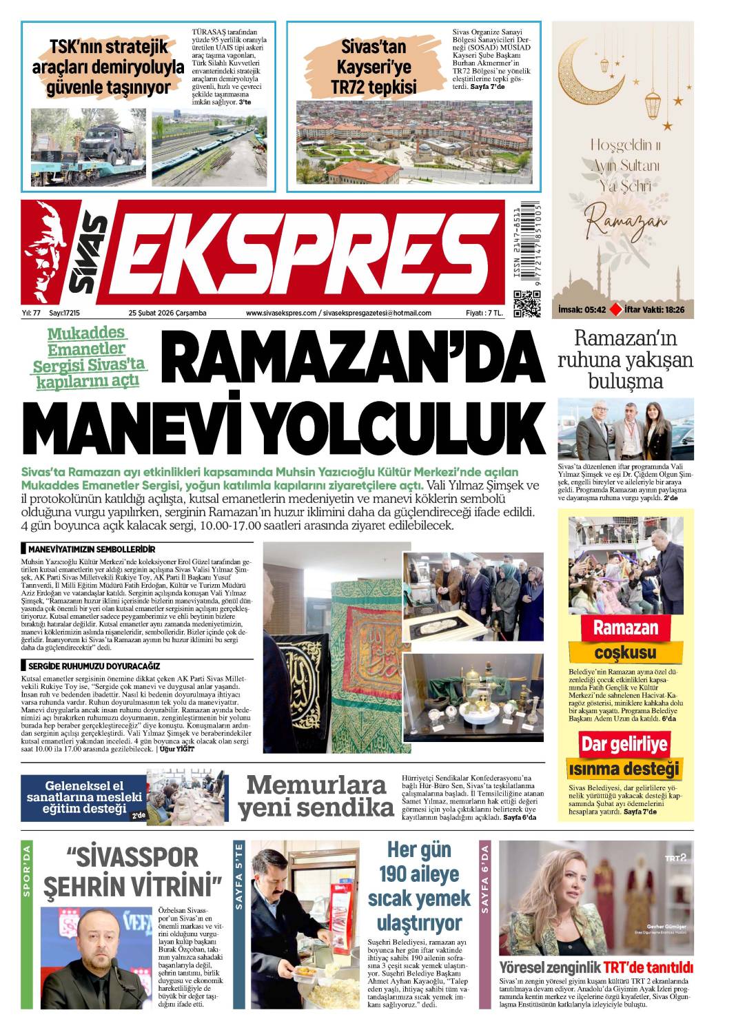 25 Şubat tarihli gazetemiz 1