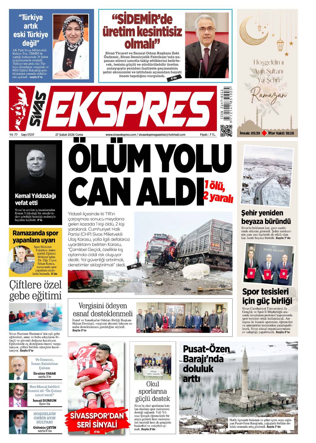 27 Şubat tarihli gazetemiz 2