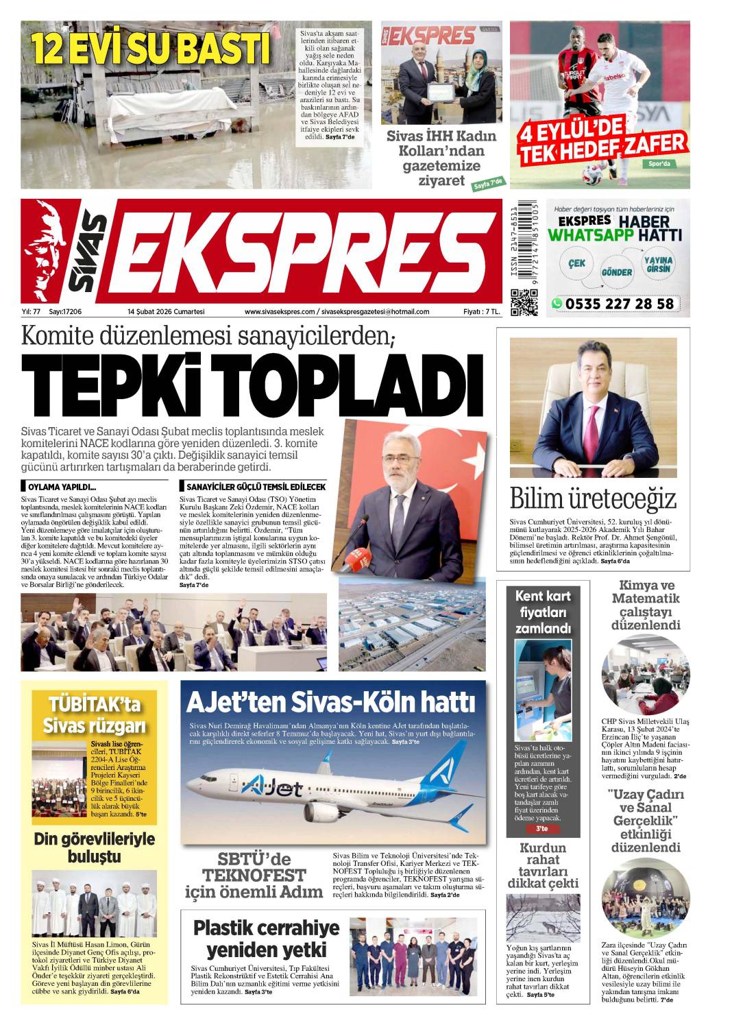 14 Şubat tarihli gazetemiz 2