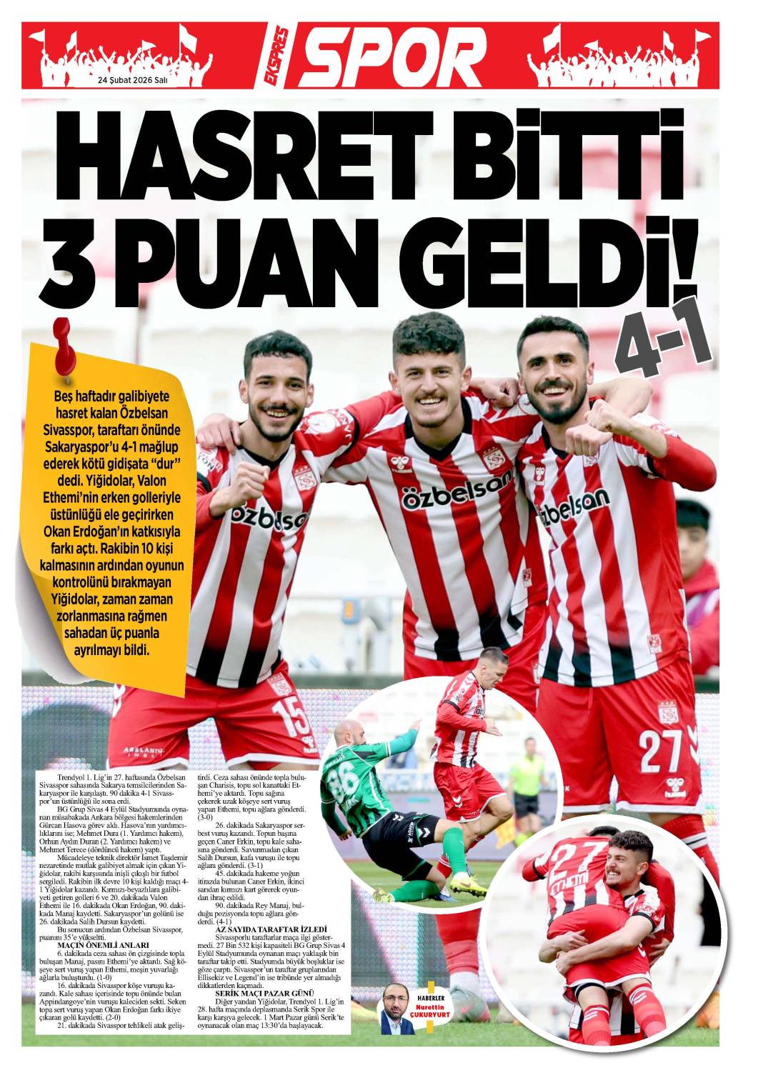 24 Şubat tarihli gazetemiz 2