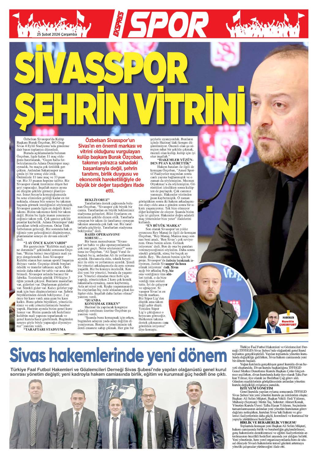 25 Şubat tarihli gazetemiz 2