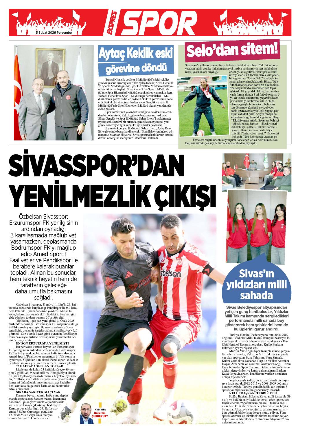 5 Şubat tarihli gazetemiz 1